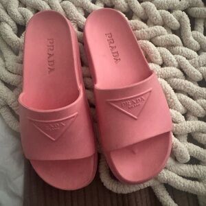 Prada Bubblegum Pink Rubber Slide Sandals